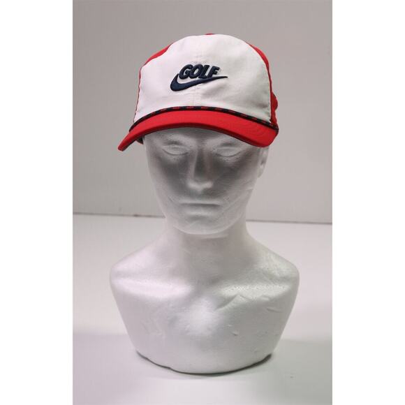 Nike Golf Red/White Rope Panel Classic99 DriFit Adjustable Hat Cap - Picture 1 of 9
